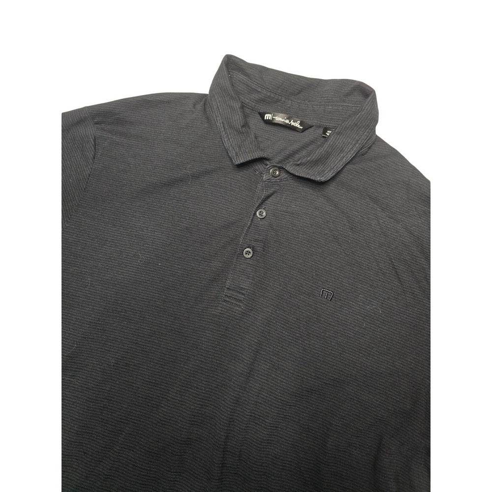 Travis Mathew Mens Polo Shirt XXL 2XL Black Striped Short Sleeve Golf Lifestyle
